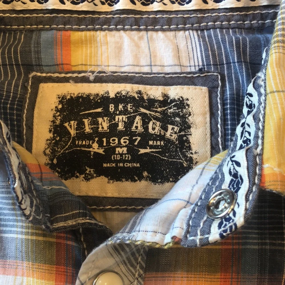 BKE Vintage boys long sleeve snap up plaid shirt - Picture 2 of 10